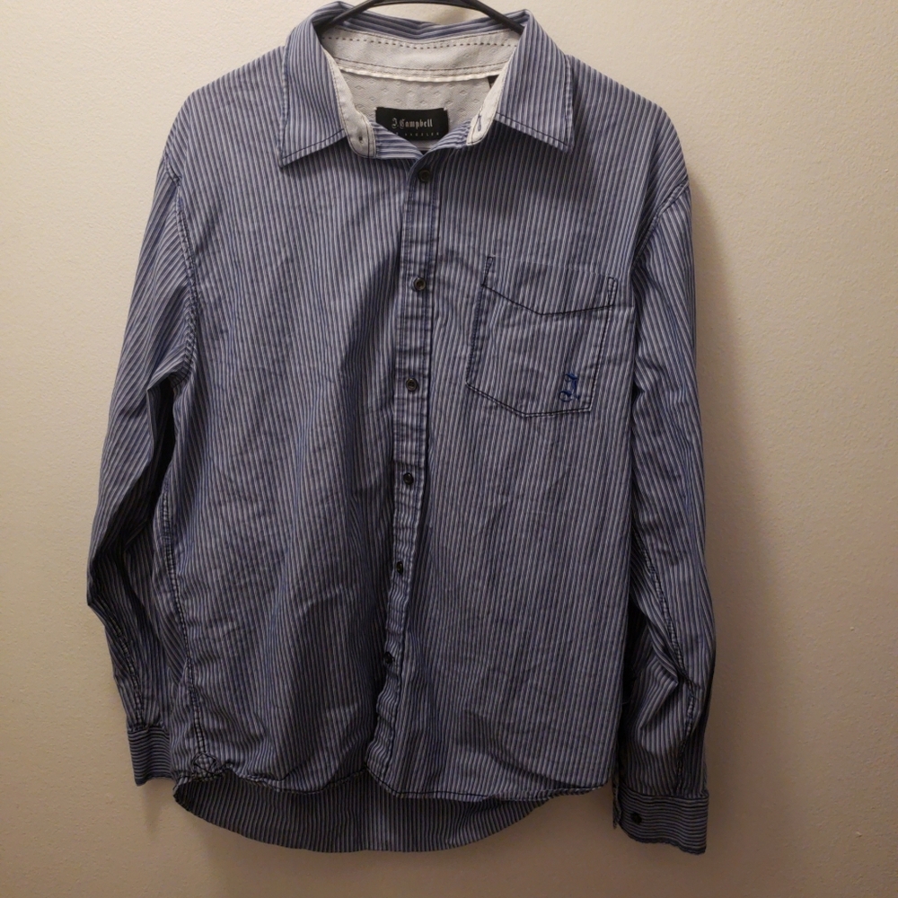 J. Campbell Los Angeles Blue Striped Shirt Sz L